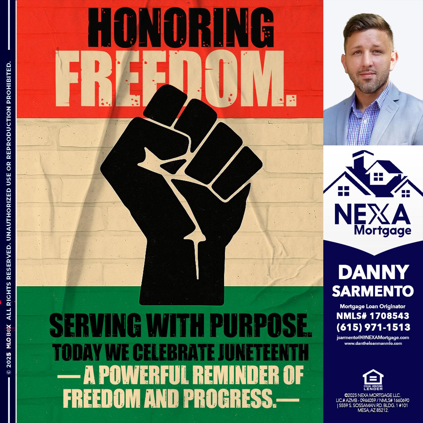 HONORING FREEDOM - Danny Sarmento -Mortgage Loan Originator