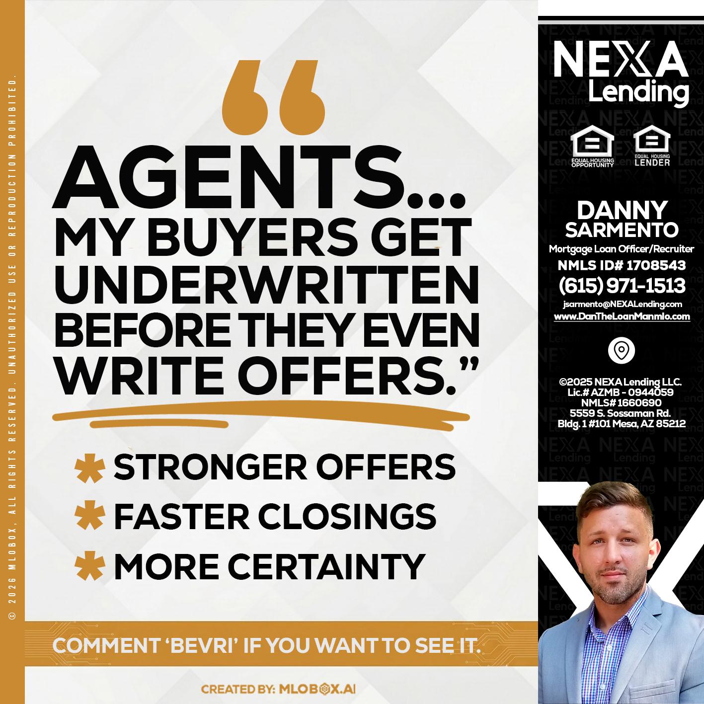 agents - Danny Sarmento -Mortgage Loan Originator
