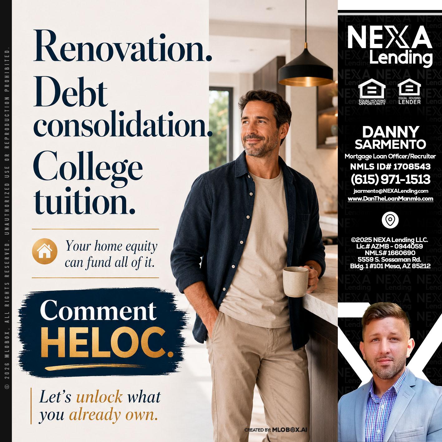 RENOVATION DEBT - Danny Sarmento -Mortgage Loan Originator