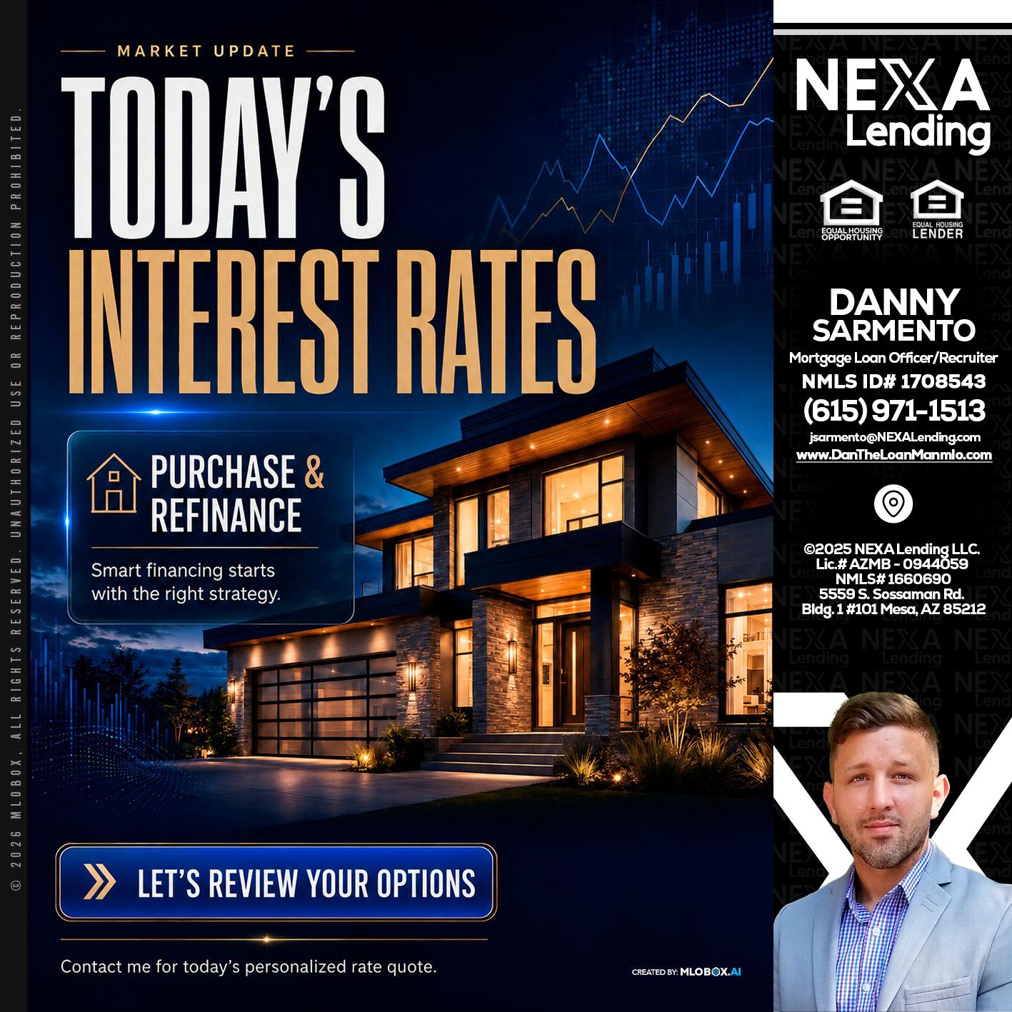 TODAYS RATES - Danny Sarmento -Mortgage Loan Originator