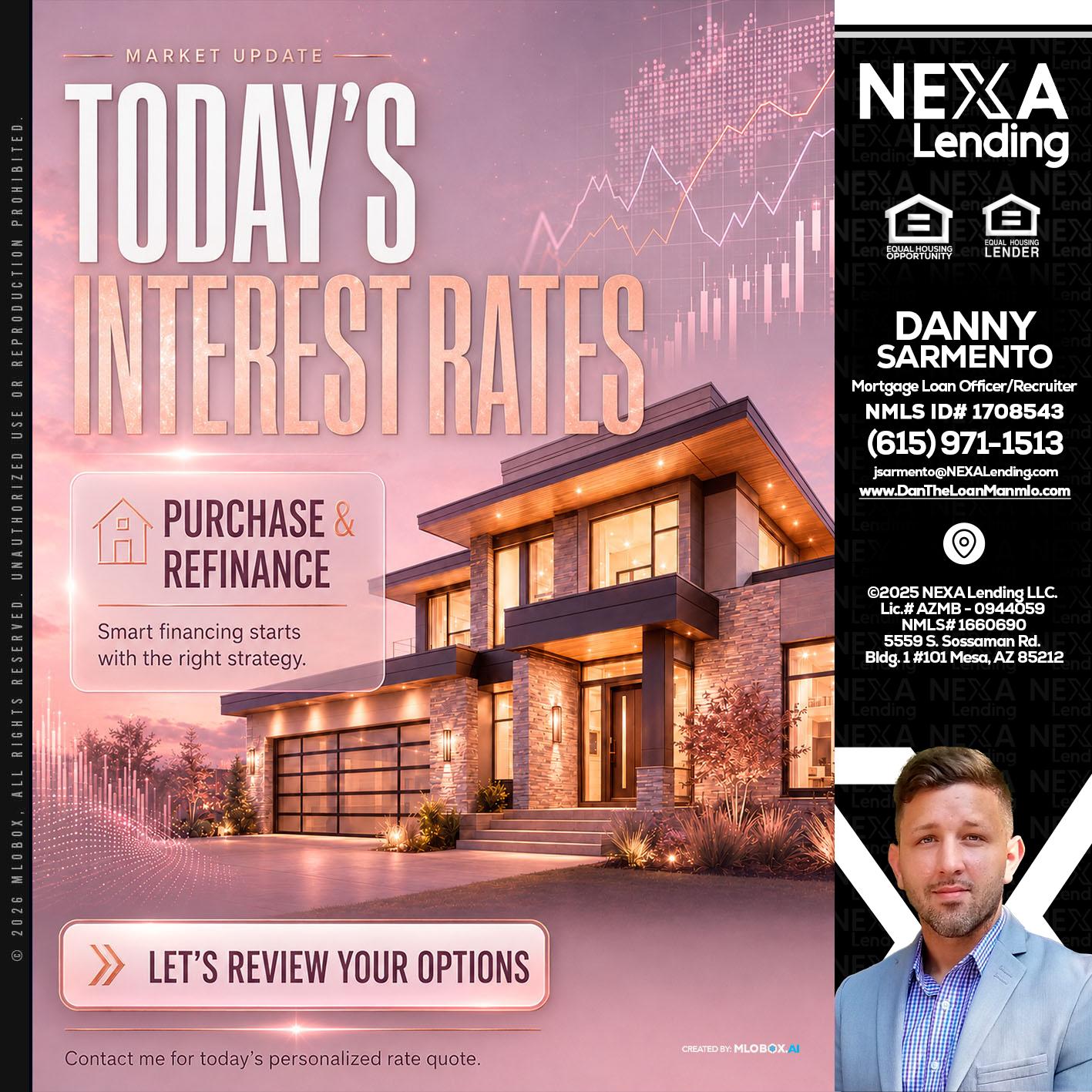 todays interest rates - Danny Sarmento -Mortgage Loan Originator