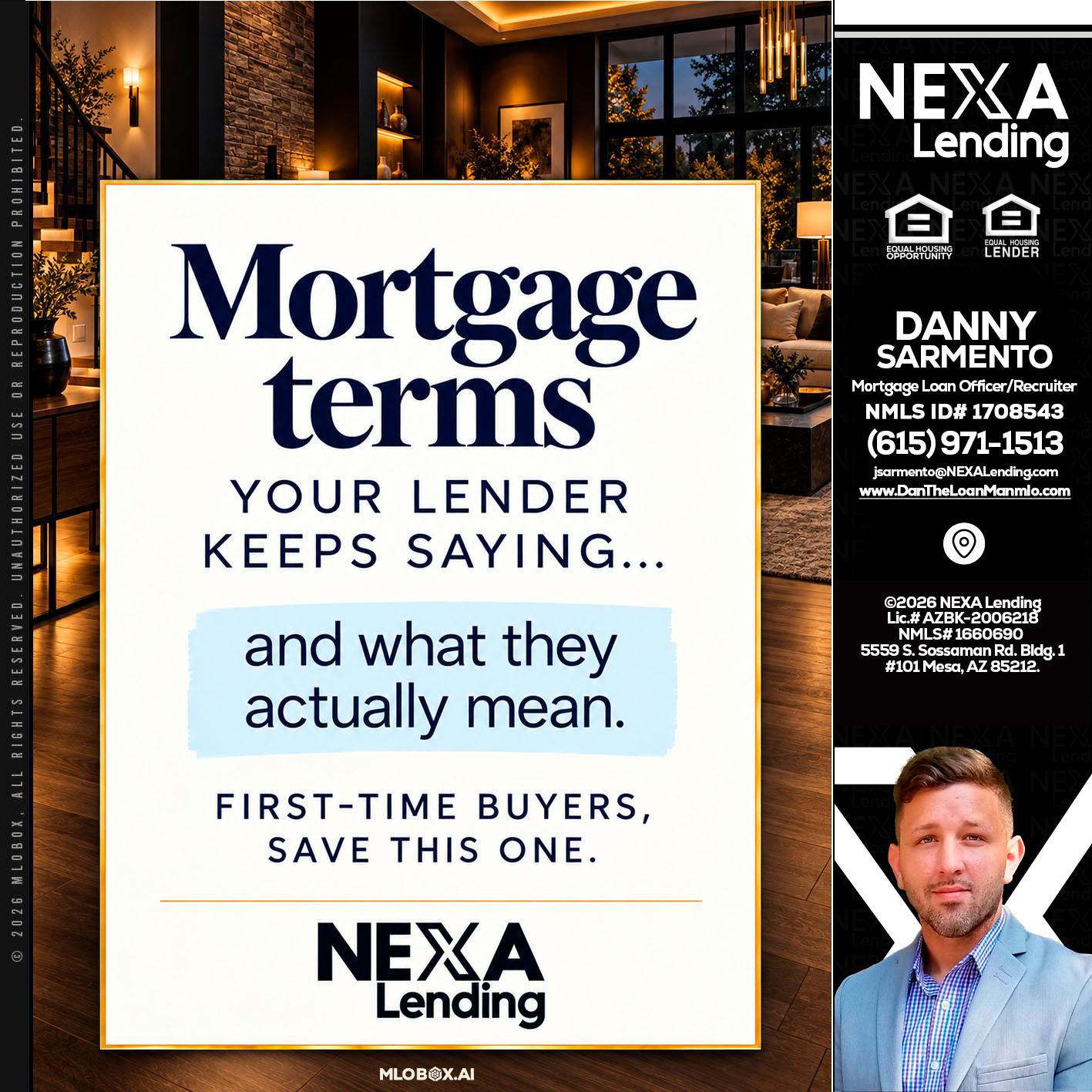 mortgage terms - Danny Sarmento -Mortgage Loan Originator